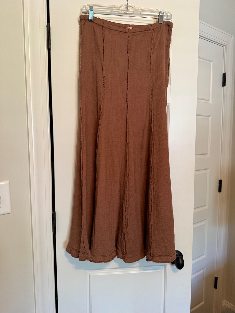 Free People Rust Brown Maxi Skirt with Panel Seams